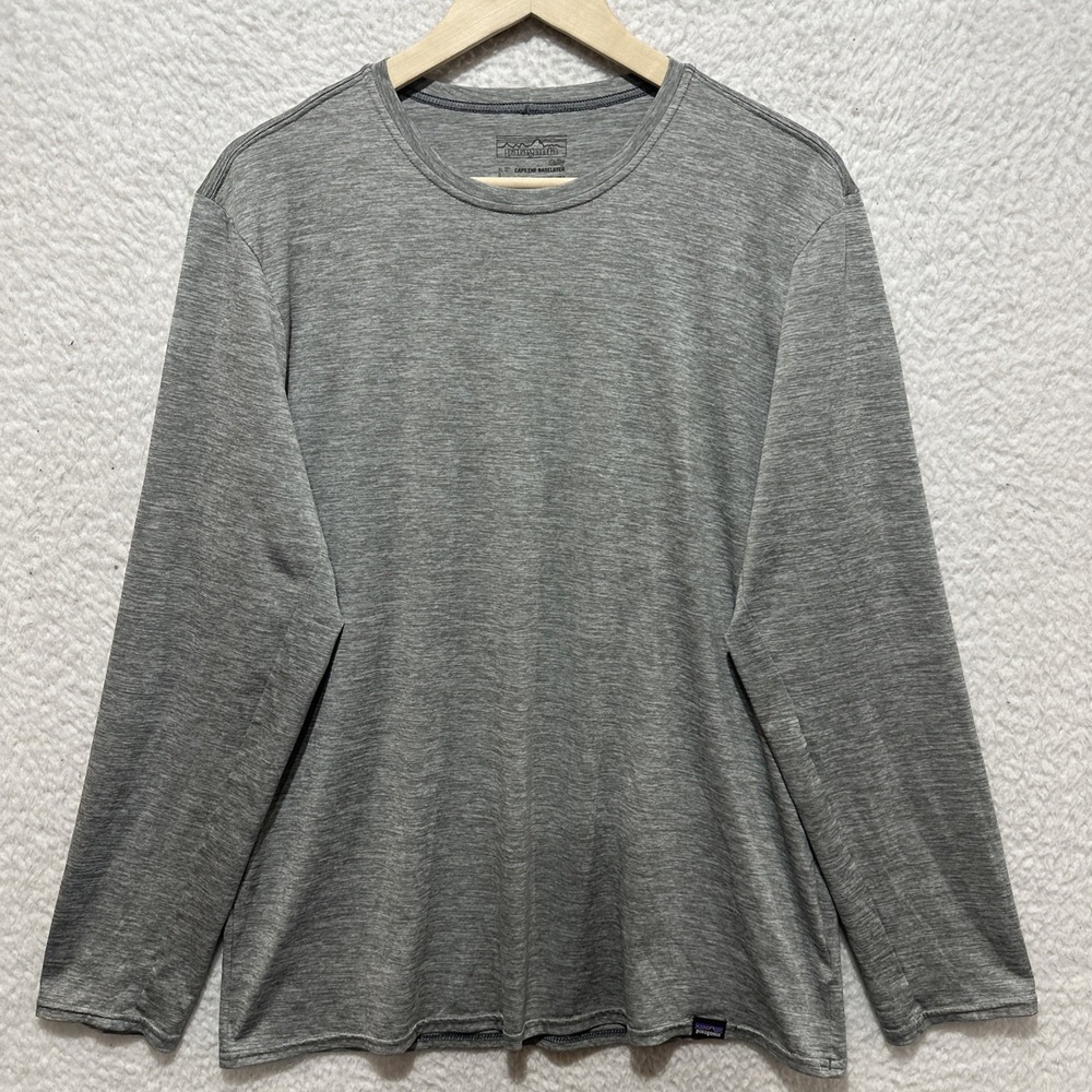 Patagonia Men's Long-Sleeve Shirt Size L Capilene Base layer Daily Heather Gray‎